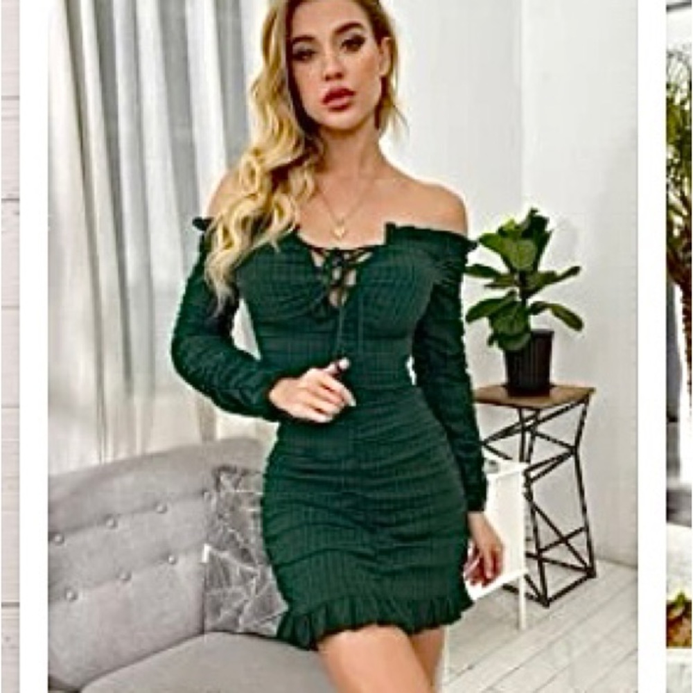 Ruched Long sleeve Mini Dress